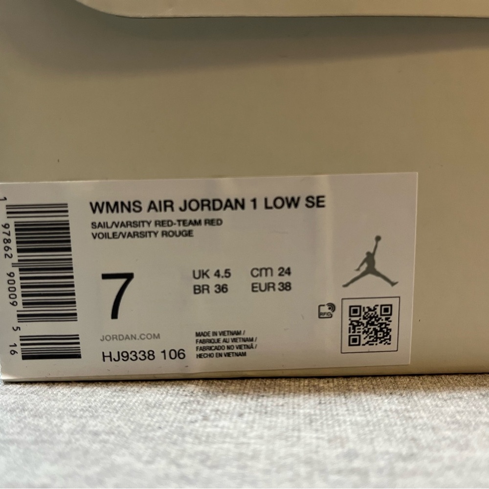 Nike Air Jordan 1 Low SE "Cracked Ruby" Sail Red Women's Shoe Size 7 HJ9338-106​ - Picture 11 of 11
